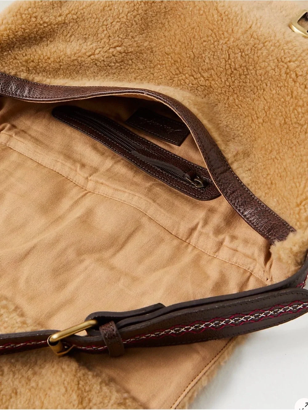 Free People Elias Faux Shearling Messenger Bag